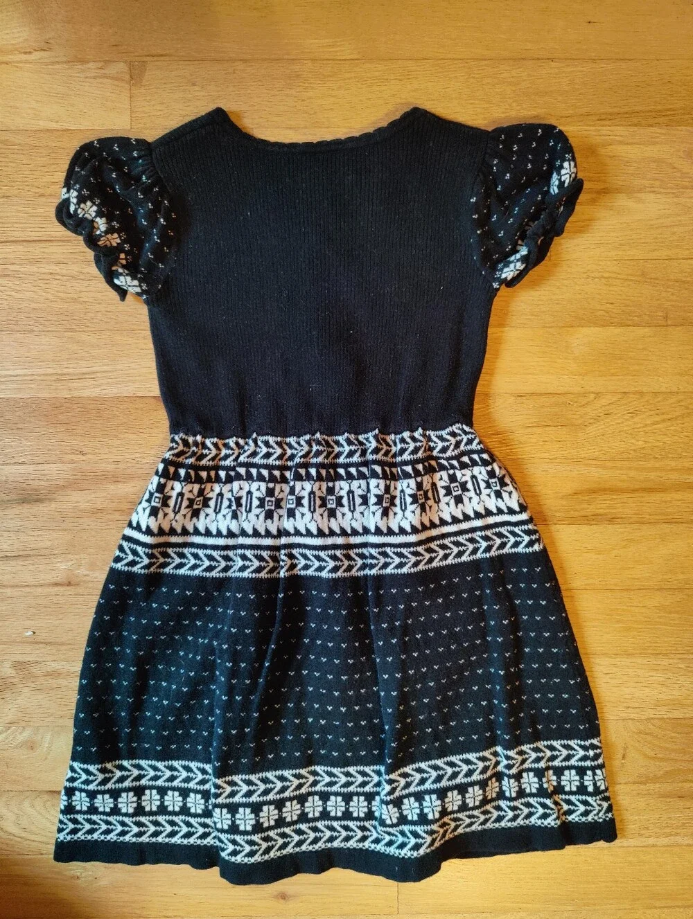 Hanna Andersson Black Knit Folk-Pattern Dress